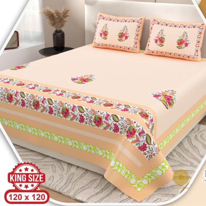 Elegance King Size Bedsheet Set - Flower Chain - The Gharnish - A Unit of Satkala Creations