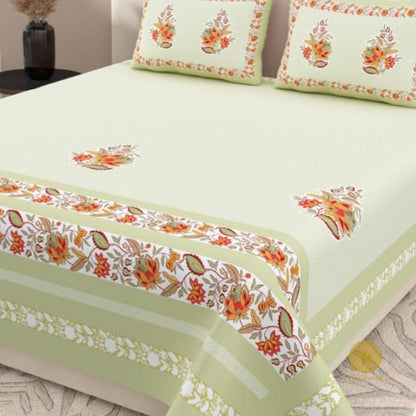 Elegance King Size Bedsheet Set - Flower Chain - The Gharnish - A Unit of Satkala Creations