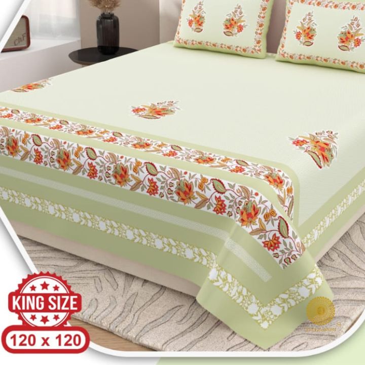 Elegance King Size Bedsheet Set - Flower Chain - The Gharnish - A Unit of Satkala Creations