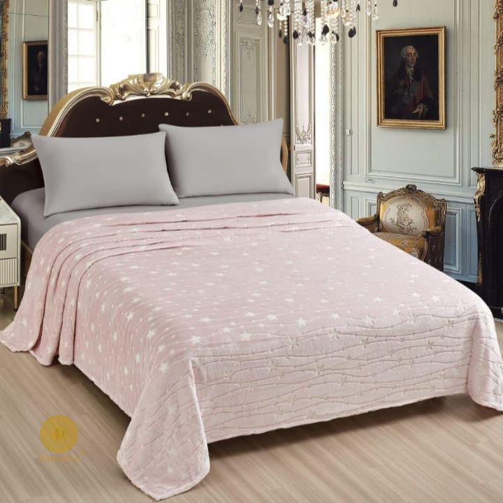 Glow in dark flannel blanket for kids by TheGharnish, cozy bedding with glow-in-the-dark star patterns on soft flannel fabric.
