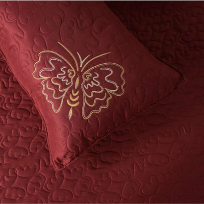 Queen Art embroidery bedcover set of 3 from TheGharnish, featuring elegant bedding with detailed embroidery designs.