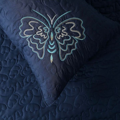 Queen Art embroidery bedding set of 3 by TheGharnish, featuring elegant quilted bedcovers with intricate embroidery designs.