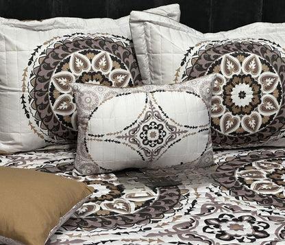 Reversible Sterling bedding set by TheGharnish with quilted design, includes five high-quality bedding pieces in elegant style.