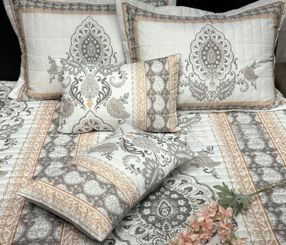 Sterling reversible premium 5-piece quilted bedding set by TheGharnish featuring elegant patterns and soft, high-quality fabric.