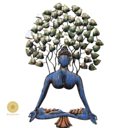 Yogmudra Buddha hanging art with tree design, 18x22 inches, decorative Buddha wall decor by TheGharnish.