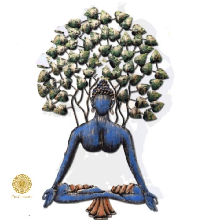 Yogmudra Buddha hanging art with tree design, 18x22 inches, decorative wall hanging by TheGharnish featuring spiritual imagery