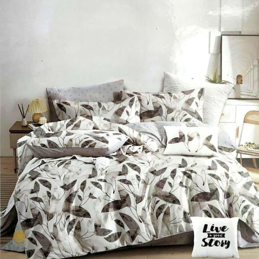 Reversible comforter set by TheGharnish featuring stylish patterns, 4-piece set with matching pillow shams and bedspread.