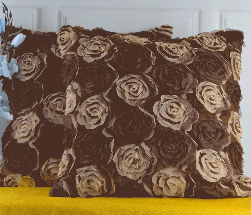 Myosotis Bloom Chiffon Rose Floral Cushions Cover Set of 2 - The Gharnish - A Unit of Satkala Creations