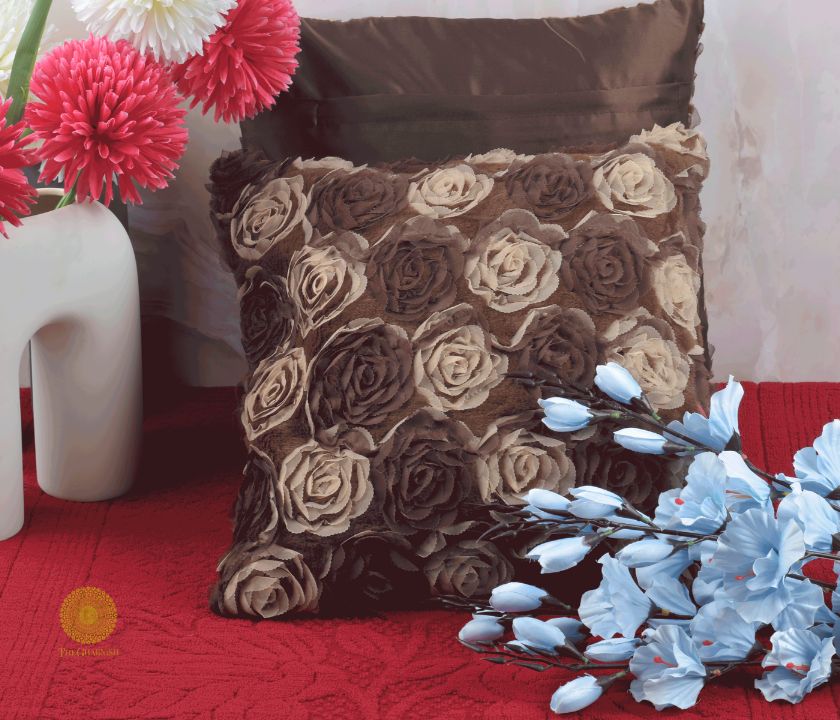 Myosotis Bloom Chiffon Rose Floral Cushions Cover Set of 2 - The Gharnish - A Unit of Satkala Creations