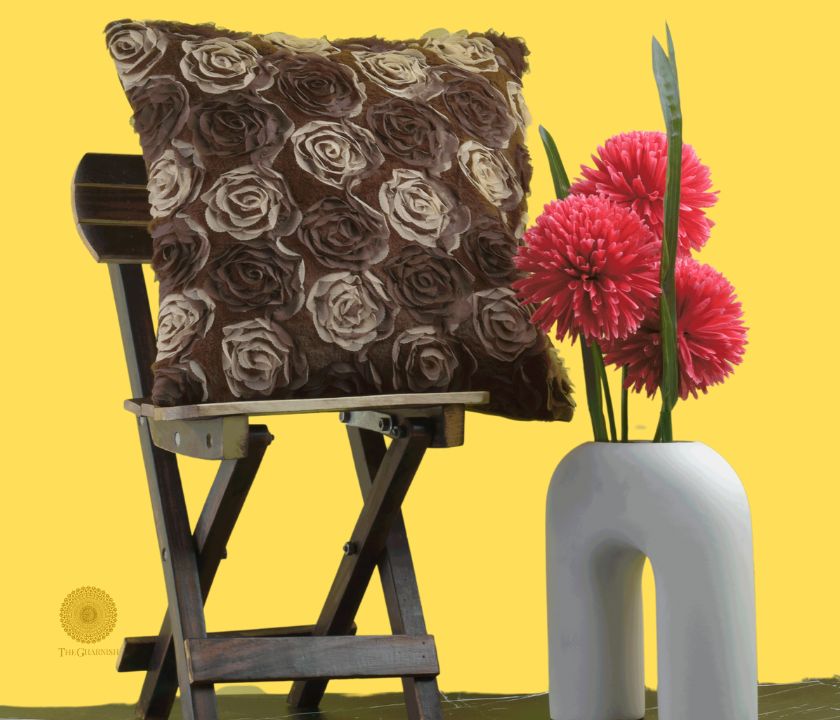 Myosotis Bloom Chiffon Rose Floral Cushions Cover Set of 2 - The Gharnish - A Unit of Satkala Creations