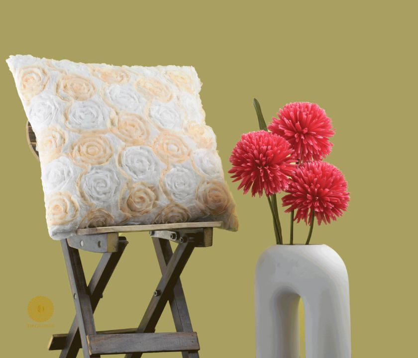 Myosotis Bloom Chiffon Rose Floral Cushions Cover Set of 2 - The Gharnish - A Unit of Satkala Creations