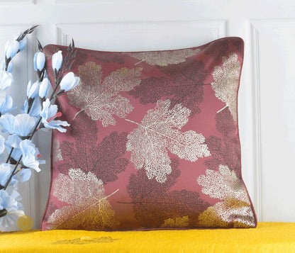 Maple Leaf Pattern Dark Grey Cushion Set of 2 - The Gharnish - A Unit of Satkala Creations