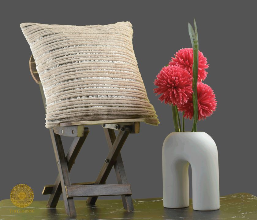 Golden Plated Cushion Cover Set of 2 - The Gharnish - A Unit of Satkala Creations