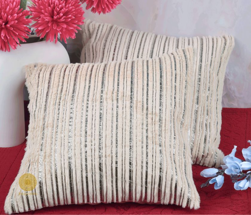 Golden Plated Cushion Cover Set of 2 - The Gharnish - A Unit of Satkala Creations