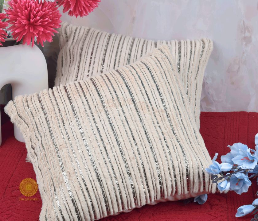 Golden Plated Cushion Cover Set of 2 - The Gharnish - A Unit of Satkala Creations
