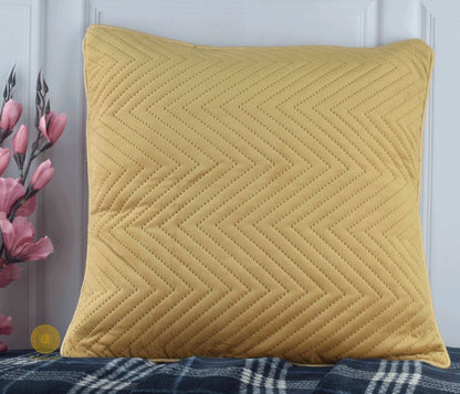 Yellow Zig Zag Quilted Cushion Cover- Set of 5 - The Gharnish - A Unit of Satkala Creations