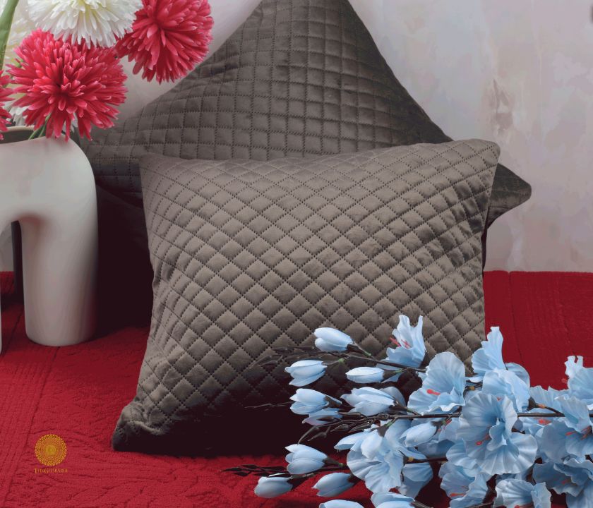 Satin Harlequin Quilted Cushion Cover Set of 2 - The Gharnish - A Unit of Satkala Creations