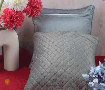 Satin Harlequin Quilted Cushion Cover Set of 2 - The Gharnish - A Unit of Satkala Creations