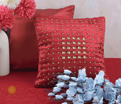 Stone Work Handcrafted Cushion Cover Pack of 2 - The Gharnish - A Unit of Satkala Creations