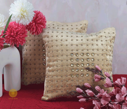 Stone Work Handcrafted Cushion Cover Pack of 2 - The Gharnish - A Unit of Satkala Creations