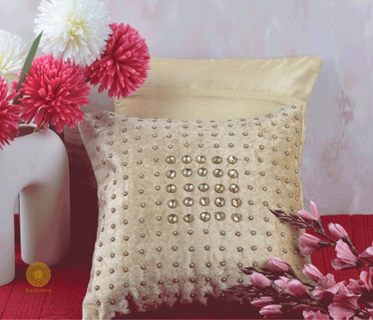 Stone Work Handcrafted Cushion Cover Pack of 2 - The Gharnish - A Unit of Satkala Creations