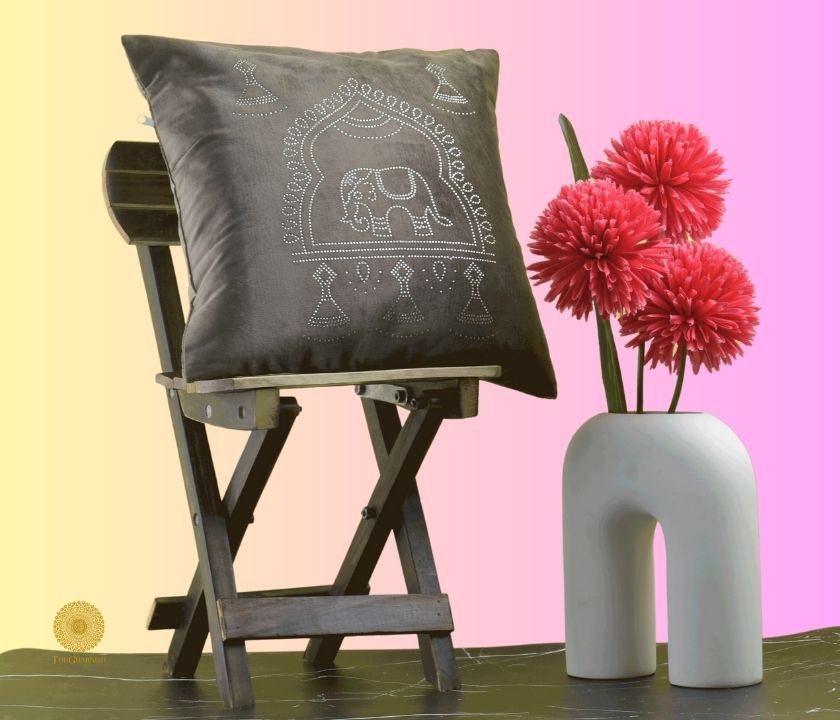 Elephant Embrodried Cushion Cover Pack of 5 - The Gharnish - A Unit of Satkala Creations