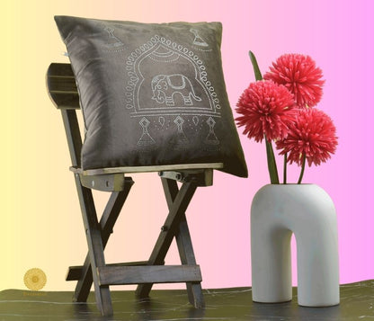 Elephant Embrodried Cushion Cover Pack of 5 - The Gharnish - A Unit of Satkala Creations