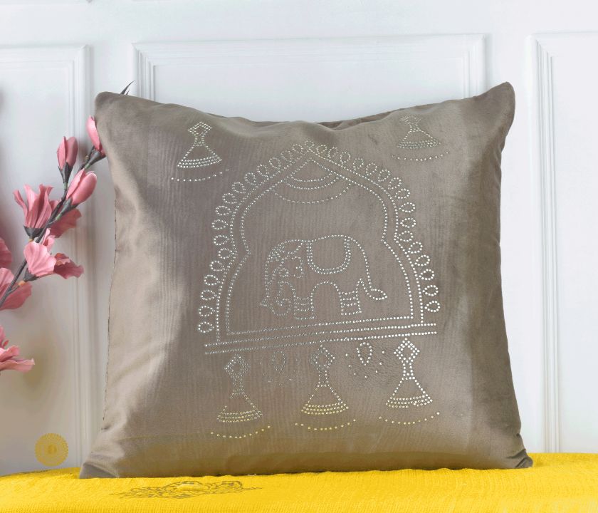 Elephant Embrodried Cushion Cover Pack of 5 - The Gharnish - A Unit of Satkala Creations