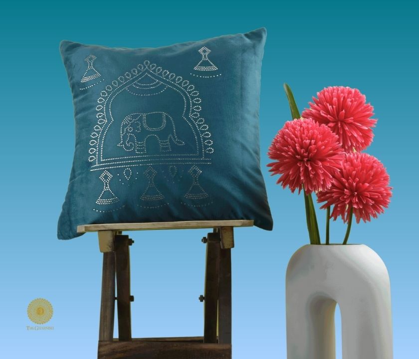 Elephant Embrodried Cushion Cover Pack of 5 - The Gharnish - A Unit of Satkala Creations