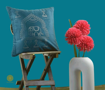 Elephant Embrodried Cushion Cover Pack of 5 - The Gharnish - A Unit of Satkala Creations
