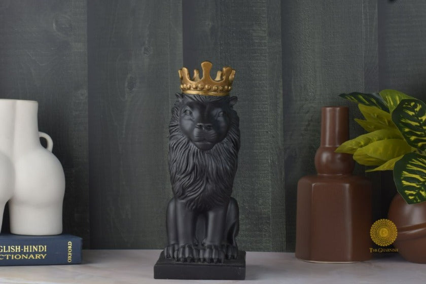 Crown Lion King Figurine - The Gharnish - A Unit of Satkala Creations