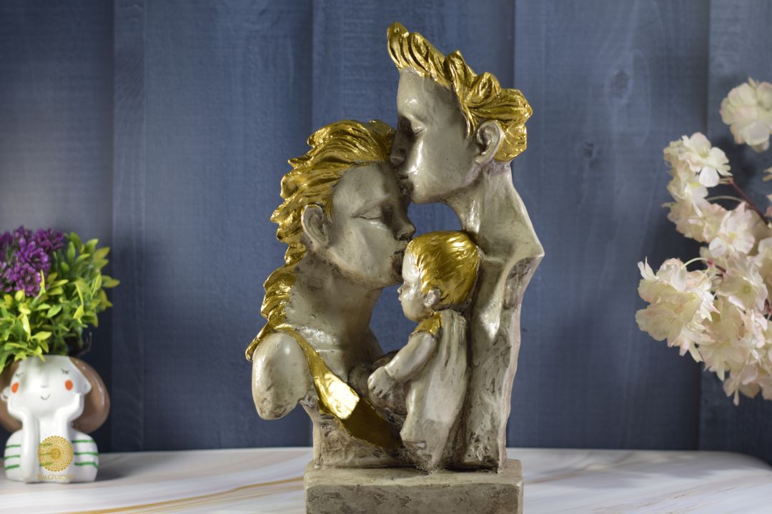 Loving Family Figurine by TheGharnish, detailed ceramic sculpture of a family group, showcasing warmth and togetherness.