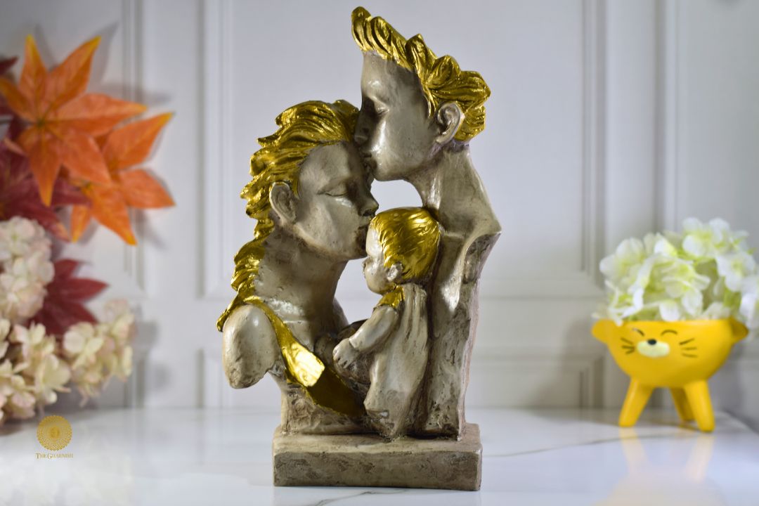 Loving Family Figurine by TheGharnish, detailed ceramic sculpture of a family celebrating love and togetherness.