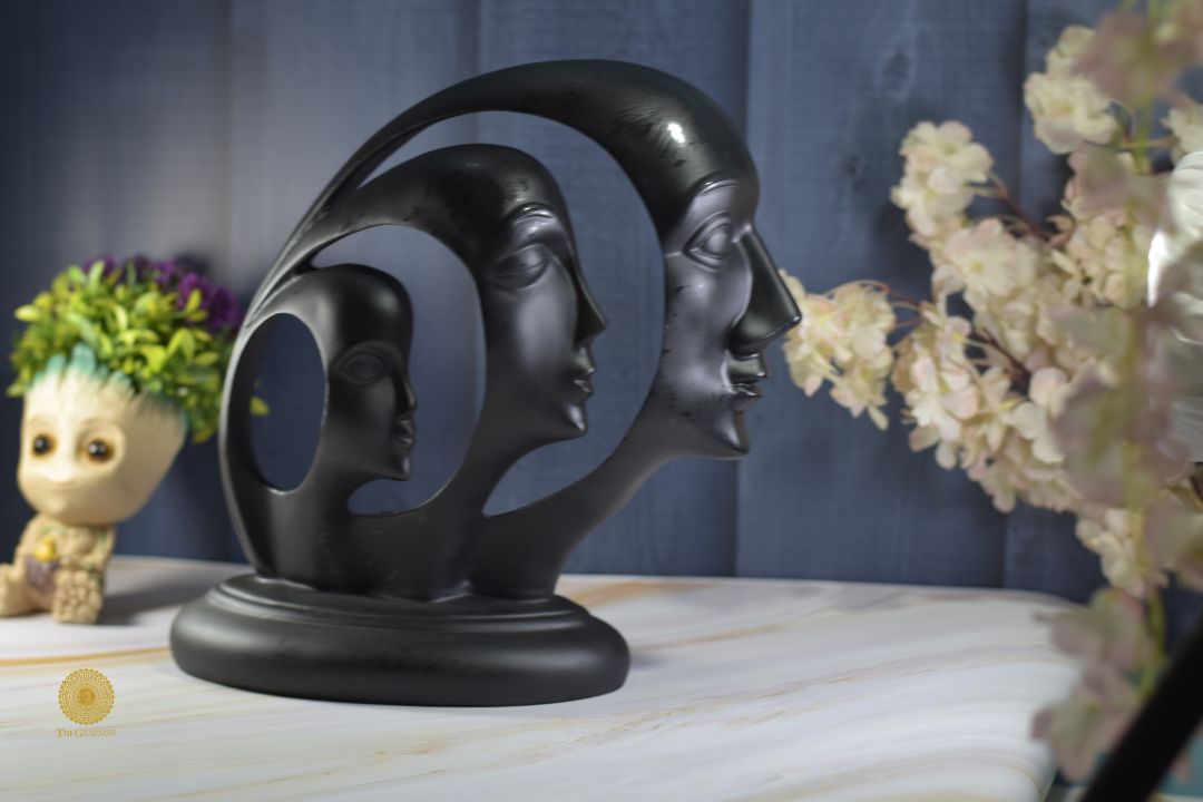 Modern Art Split Faces Figurine by TheGharnish, detailed ceramic sculpture featuring abstract split face design
