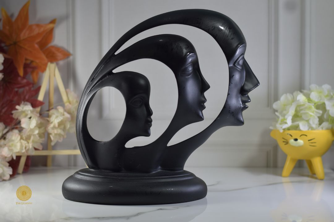 Modern Art Split Faces Figurine by TheGharnish, a contemporary sculpture with abstract facial design, detailed and stylish.