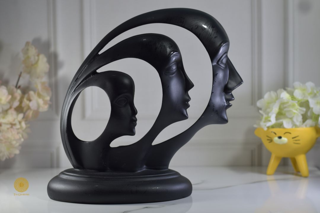 Modern Art Split Faces Figurine by TheGharnish showing a contemporary sculpture with two contrasting face profiles.