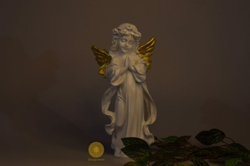 Praying angel figurine by TheGharnish, 6x12 inches, detailed statue of an angel in prayer with flowing robes