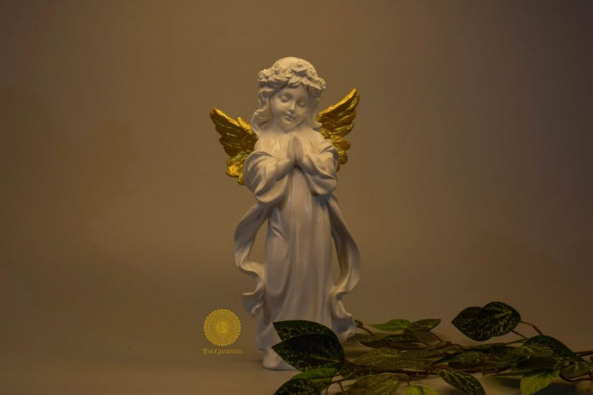Praying angel figurine by TheGharnish, 6x12 inch statue with detailed angel praying with hands folded