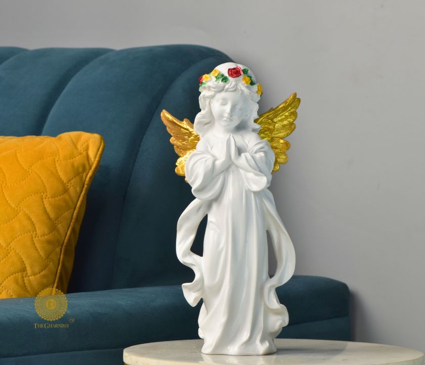 Praying angel figurine by TheGharnish, 6x12 inches, detailed sculpture of angel with hands in prayer, suitable for religious decor