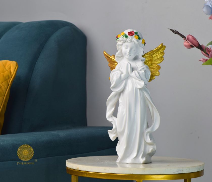 Praying angel figurine by TheGharnish, 6x12 inches, detailed statue with angel with folded hands and serene expression.