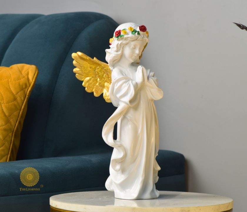 Praying angel statue figurine by TheGharnish, 6x12 inches, detailed sculpture of angel with hands in prayer, decorative religious figurine