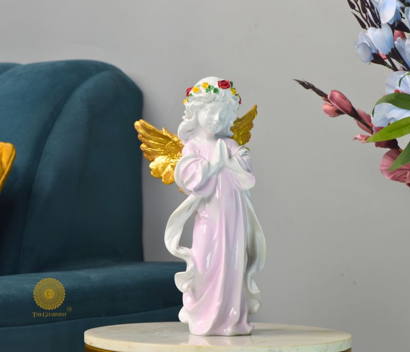 Praying angel figurine by TheGharnish, 6x12 inch statue with detailed angel holding hands in prayer, decorative home decor.