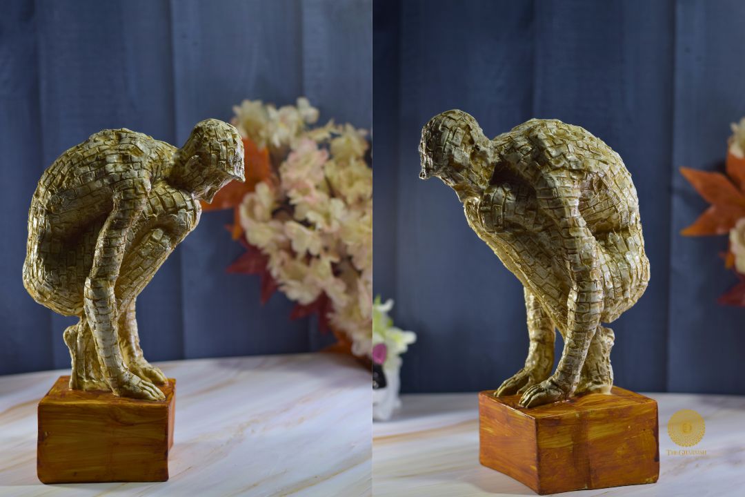 TheGharnish yoga pose man figurine showcasing a seated meditative posture, made of ceramic with detailed features.