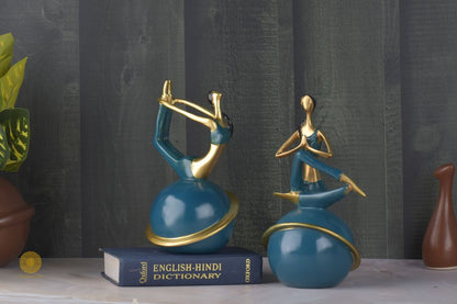 Yoga Pose Sea Green -  Set of 2 - The Gharnish - A Unit of Satkala Creations