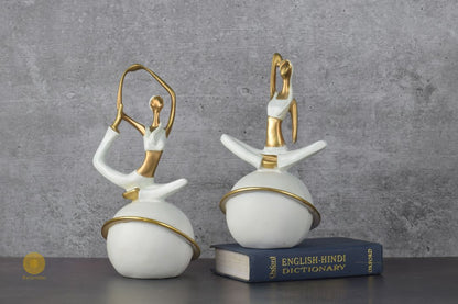 Yoga Poses Figurine Set of 2 (White) - The Gharnish - A Unit of Satkala Creations