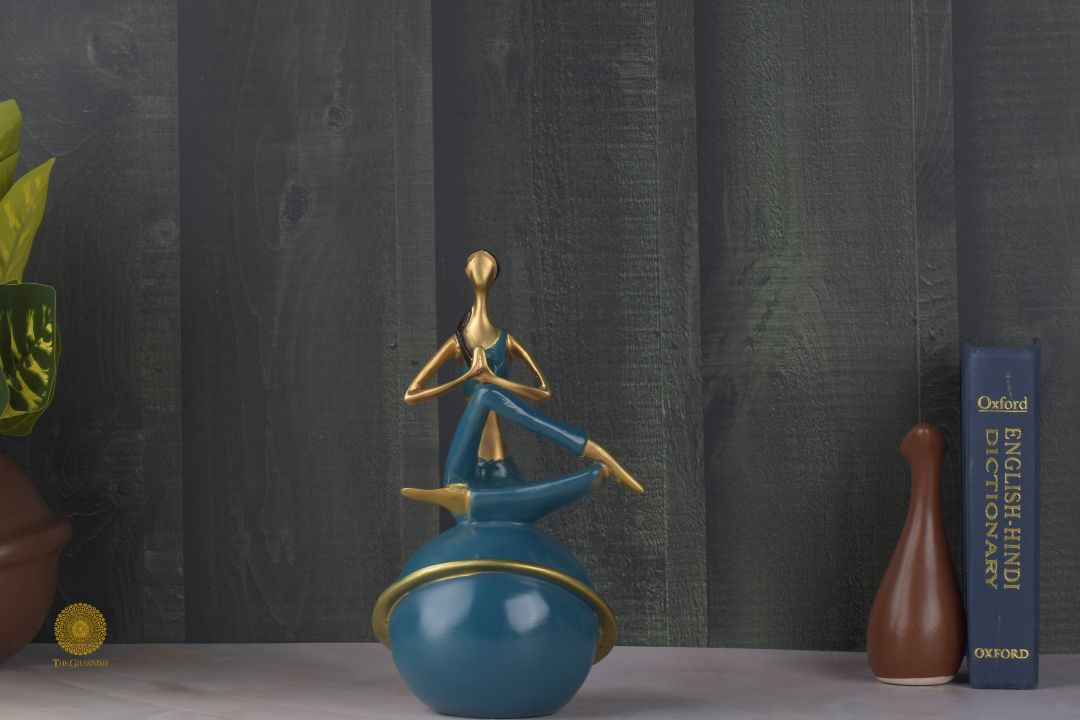 Yoga Lady Pose Sea Green - The Gharnish - A Unit of Satkala Creations