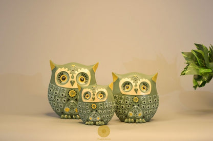 Designer Owl Set of 3 Home Decor Accent - The Gharnish - A Unit of Satkala Creations