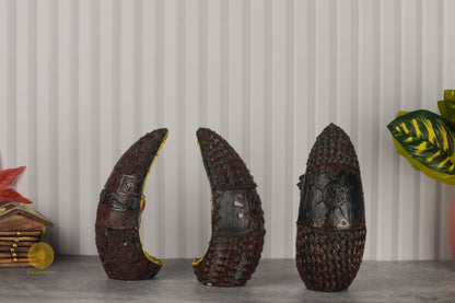 Set of 3 African face figurines by TheGharnish, decorative table accents with detailed facial features and traditional design.