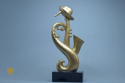 Gold-colored trumpet instrument showpiece figurine by TheGharnish, detailed decorative sculpture for display.