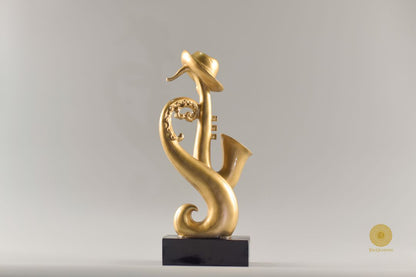 TheGharnish trumpet instrument showpiece figurine displayed on a stand, detailed and decorative for collectible or display use.